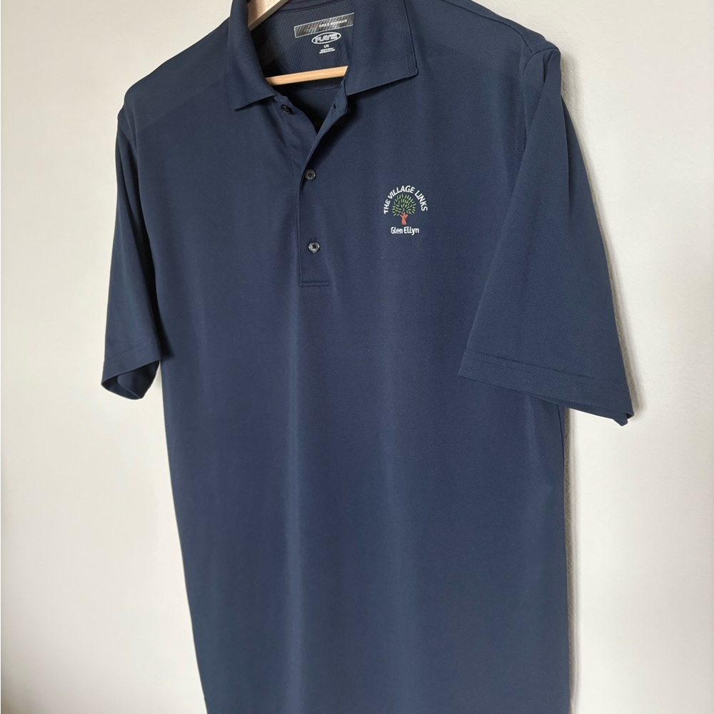 #042 Greg Norman Blue LARGE Polo Shirt “The Village Links” Glen Ellyn